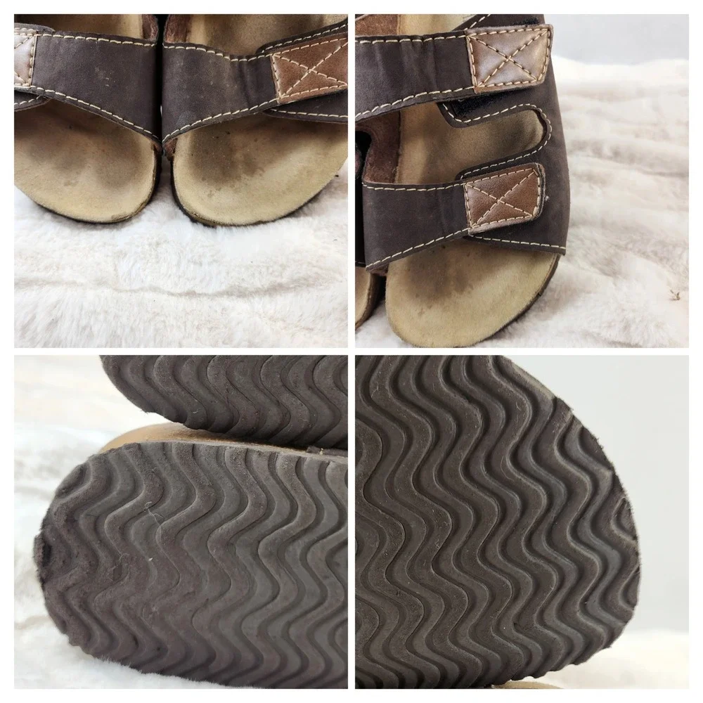 Natural by Live Mens Brown Two Strap Cork Slide Sandals Size 9.5 EUR 43